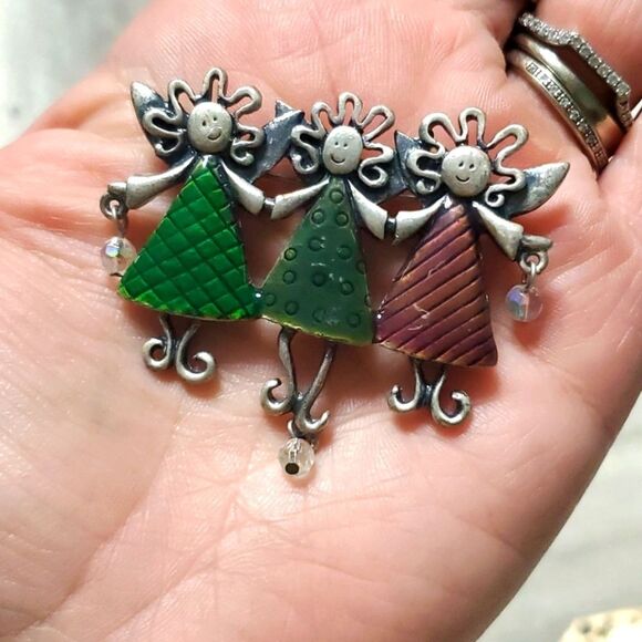 Vintage TC Silver Angels Brooch - Picture 7 of 7